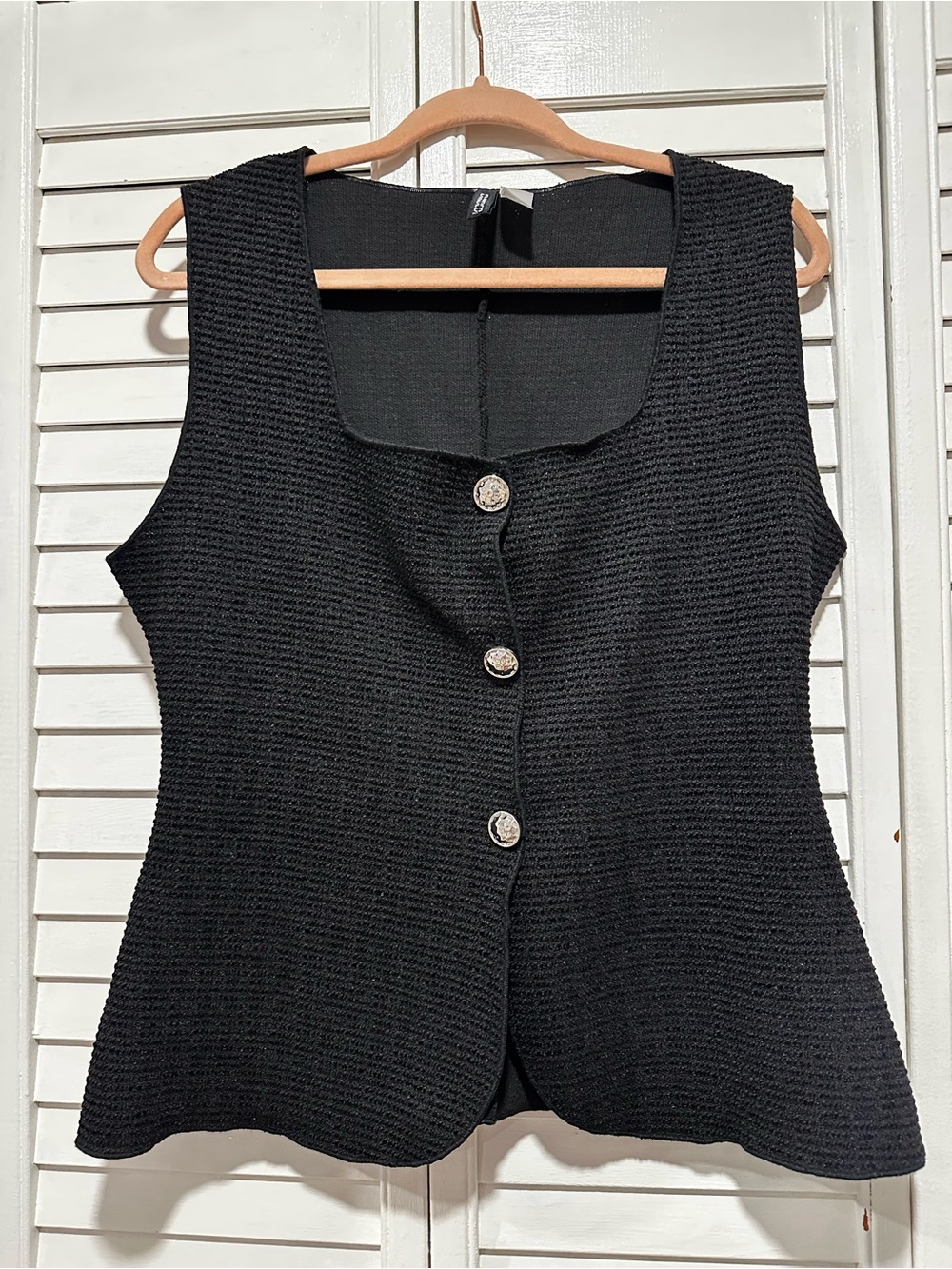 H&M Black Textured Jersey Waistcoat